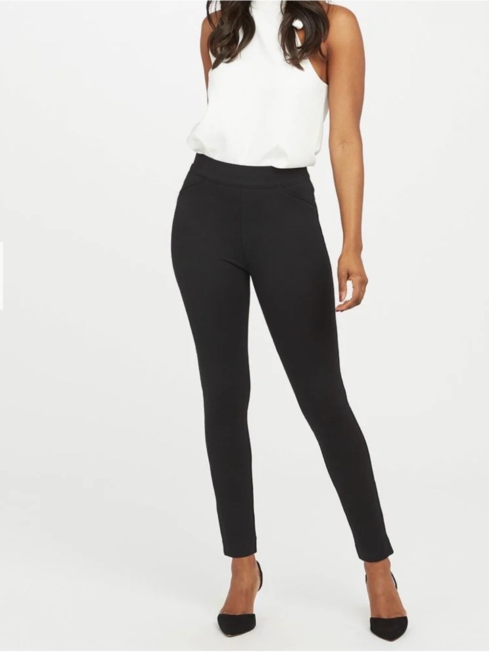 Spanx The Perfect Pant Ankle Backseam Skinny Black Pull On Pants Size Medium - Picture 1 of 7